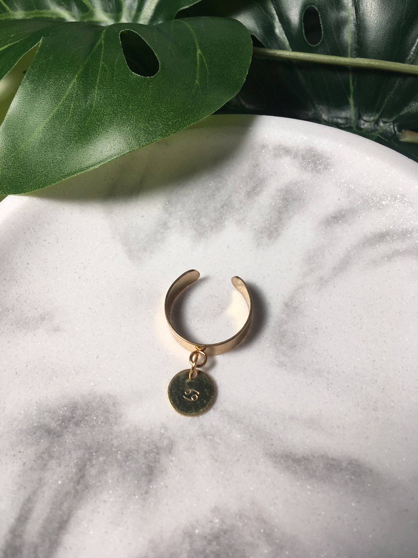 Mon signe astro | Bague breloque estampée en acier inoxydable (dorée)