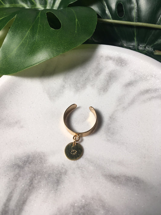 Mon signe astro | Bague breloque estampée en acier inoxydable (dorée)