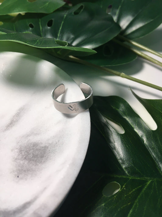 Duo de coeurs | Bague estampée en aluminium