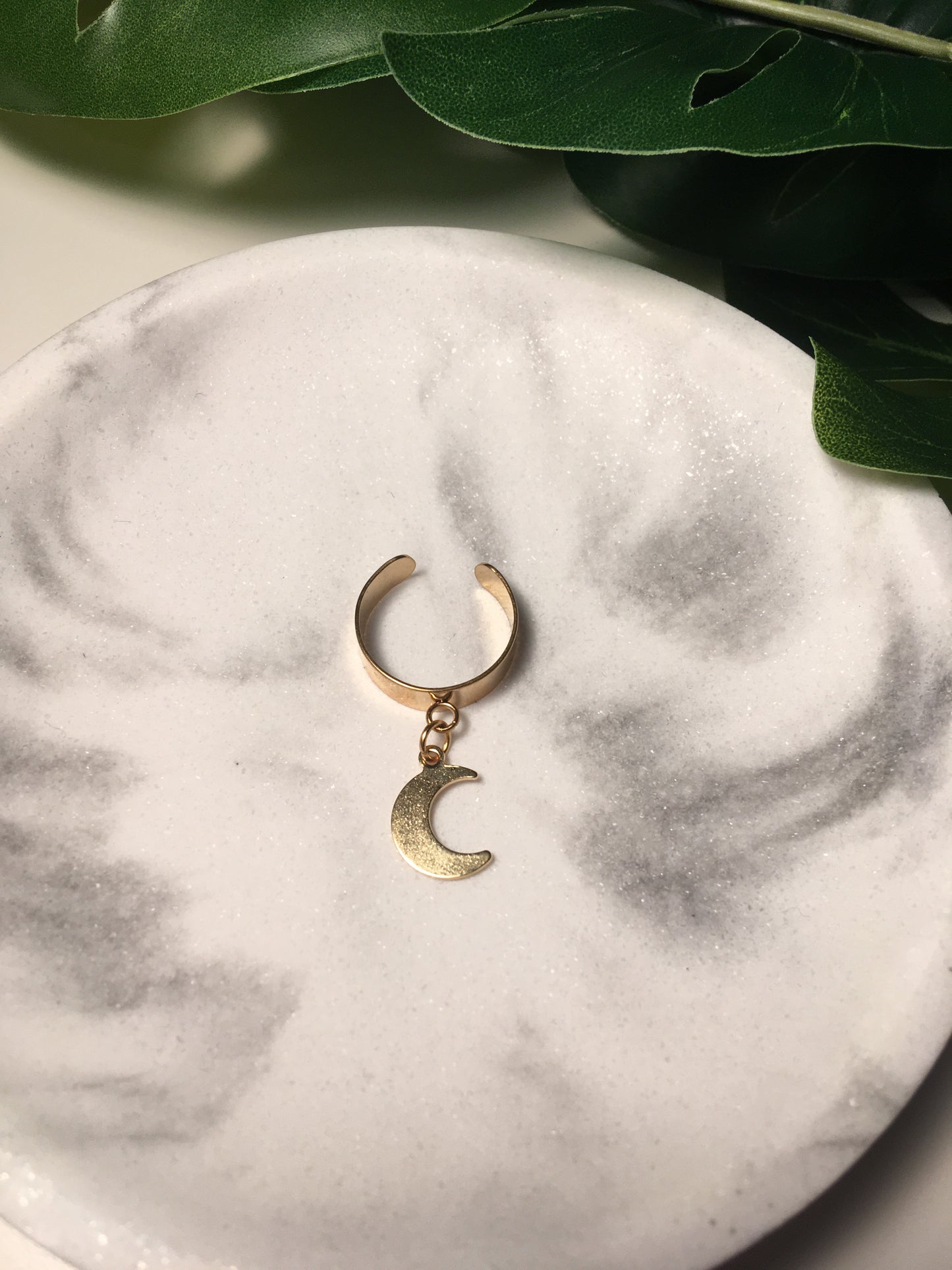 Luna | Bague breloque en acier inoxydable (dorée)