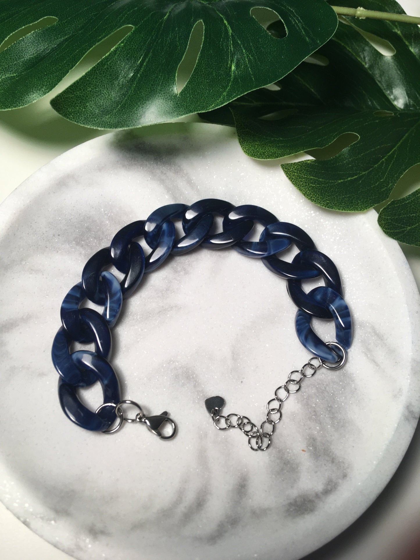 Marin Marbré | Bracelet en acrylique