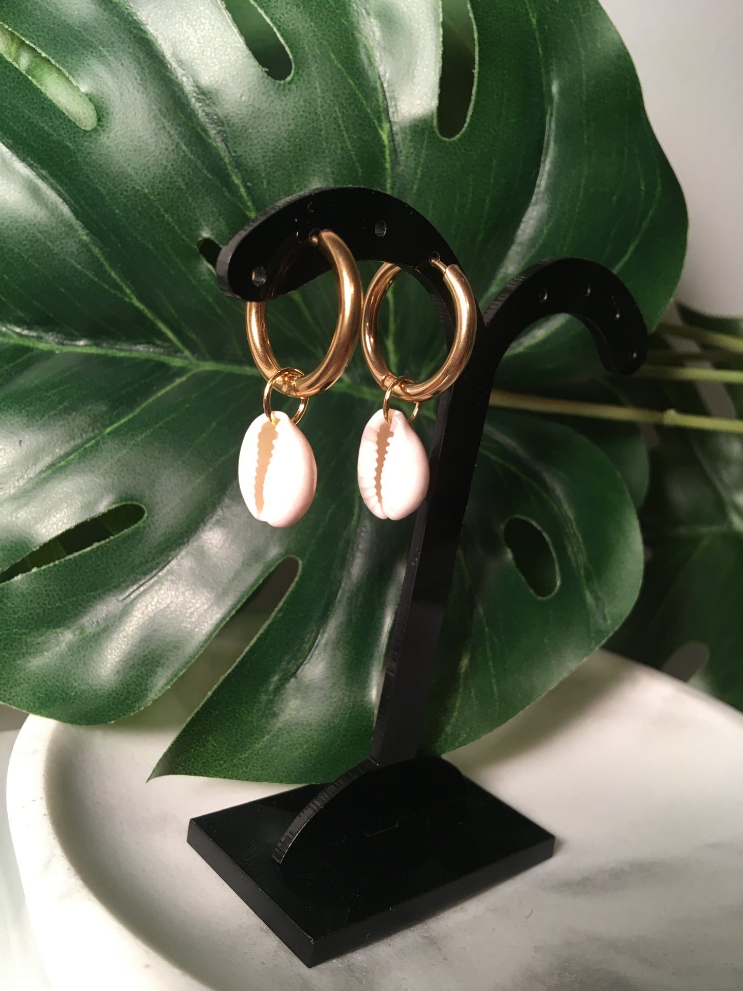 Coquillage d'été | Boucles d'oreilles créoles en acier inoxydable