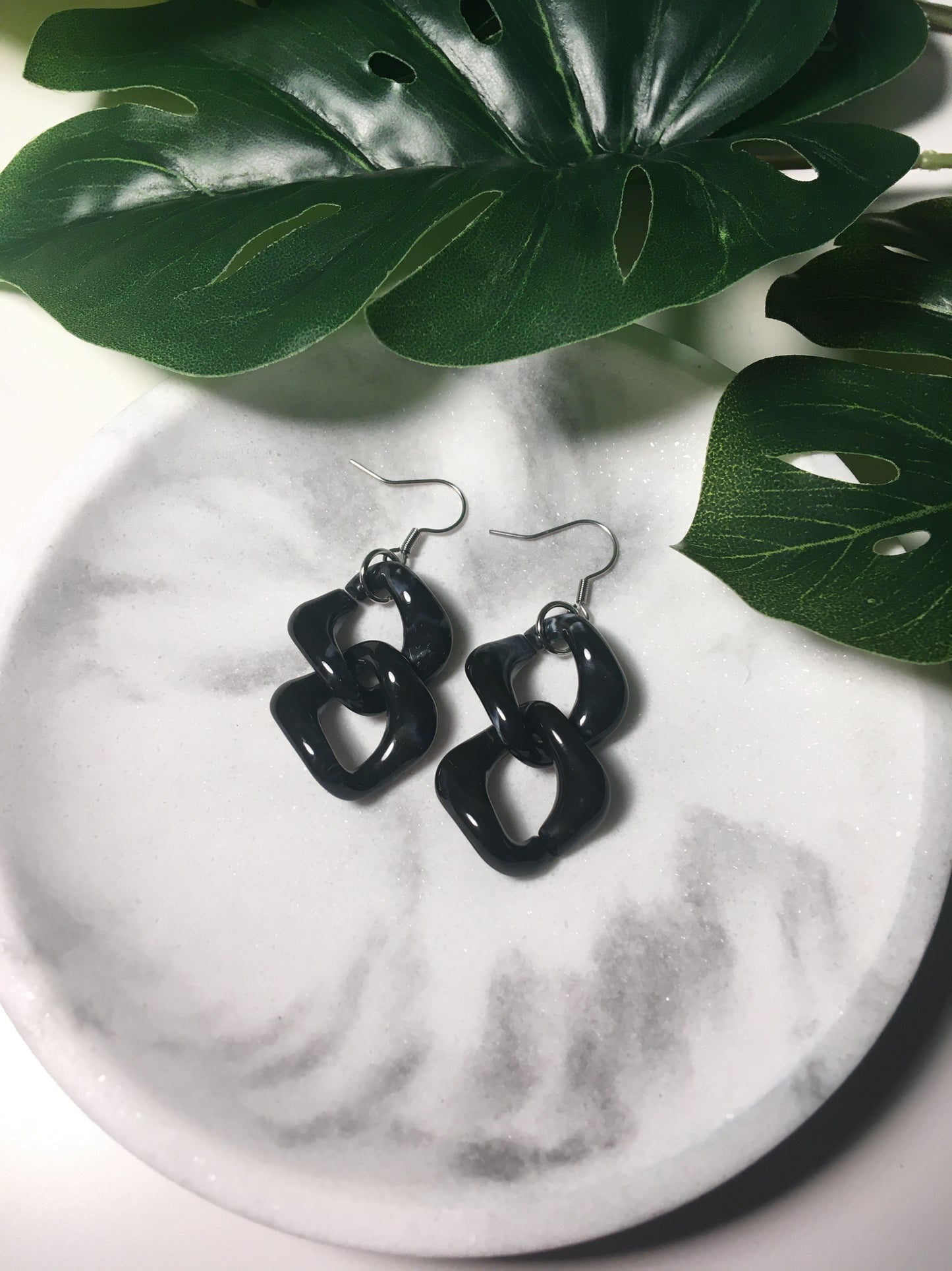 Marbre noir | Boucles d'oreilles