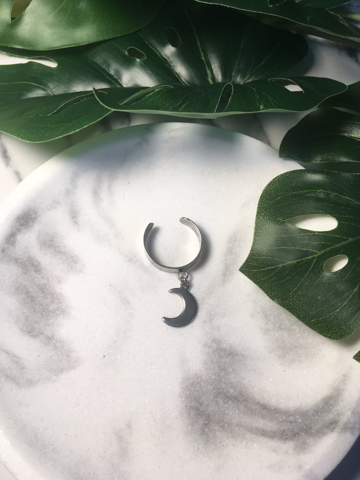 Luna | Bague breloque en acier inoxydable (argentée)