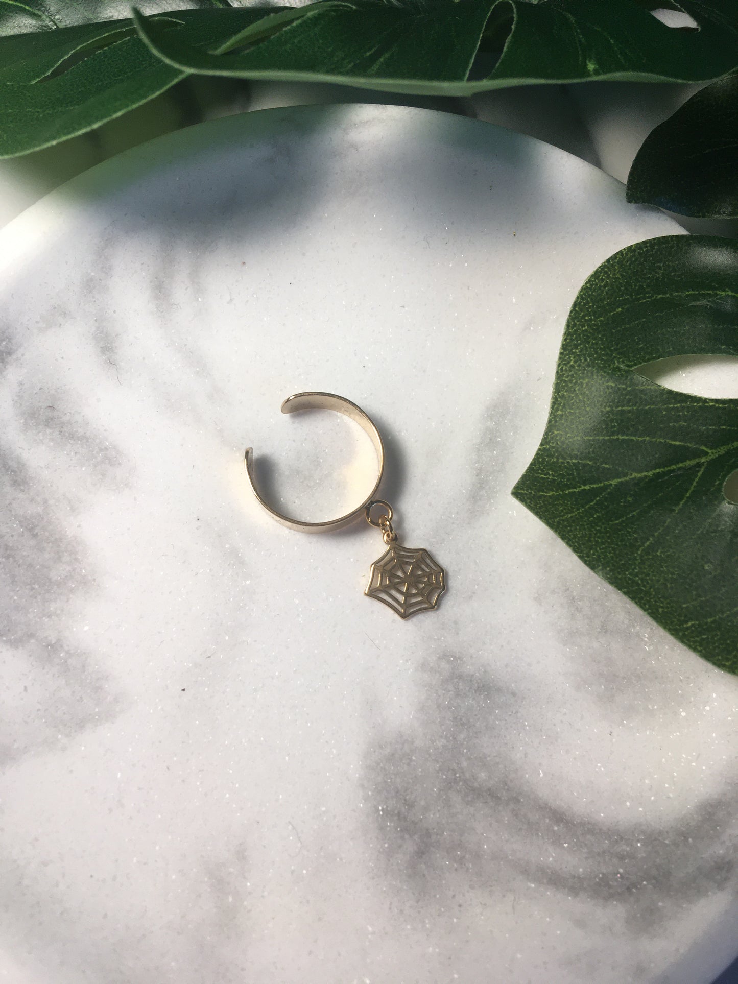 Web | Bague breloque en acier inoxydable (dorée)