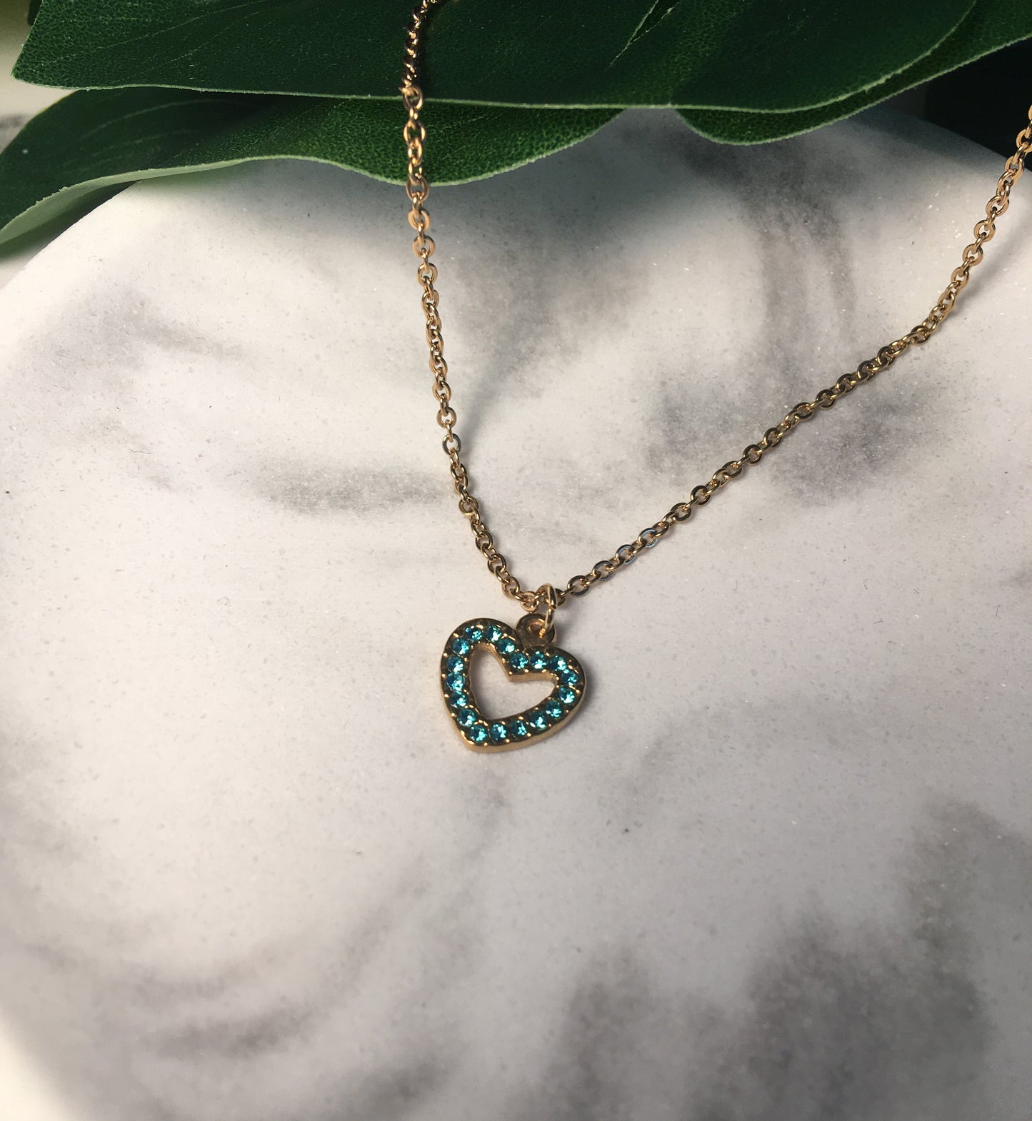 Collier Coeur strass bleus