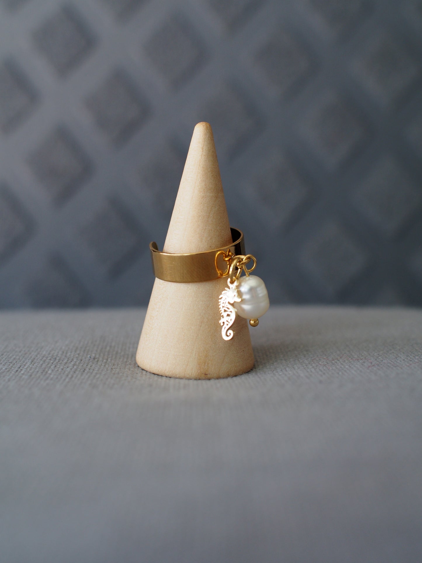 Bague Hippocampe et Perle