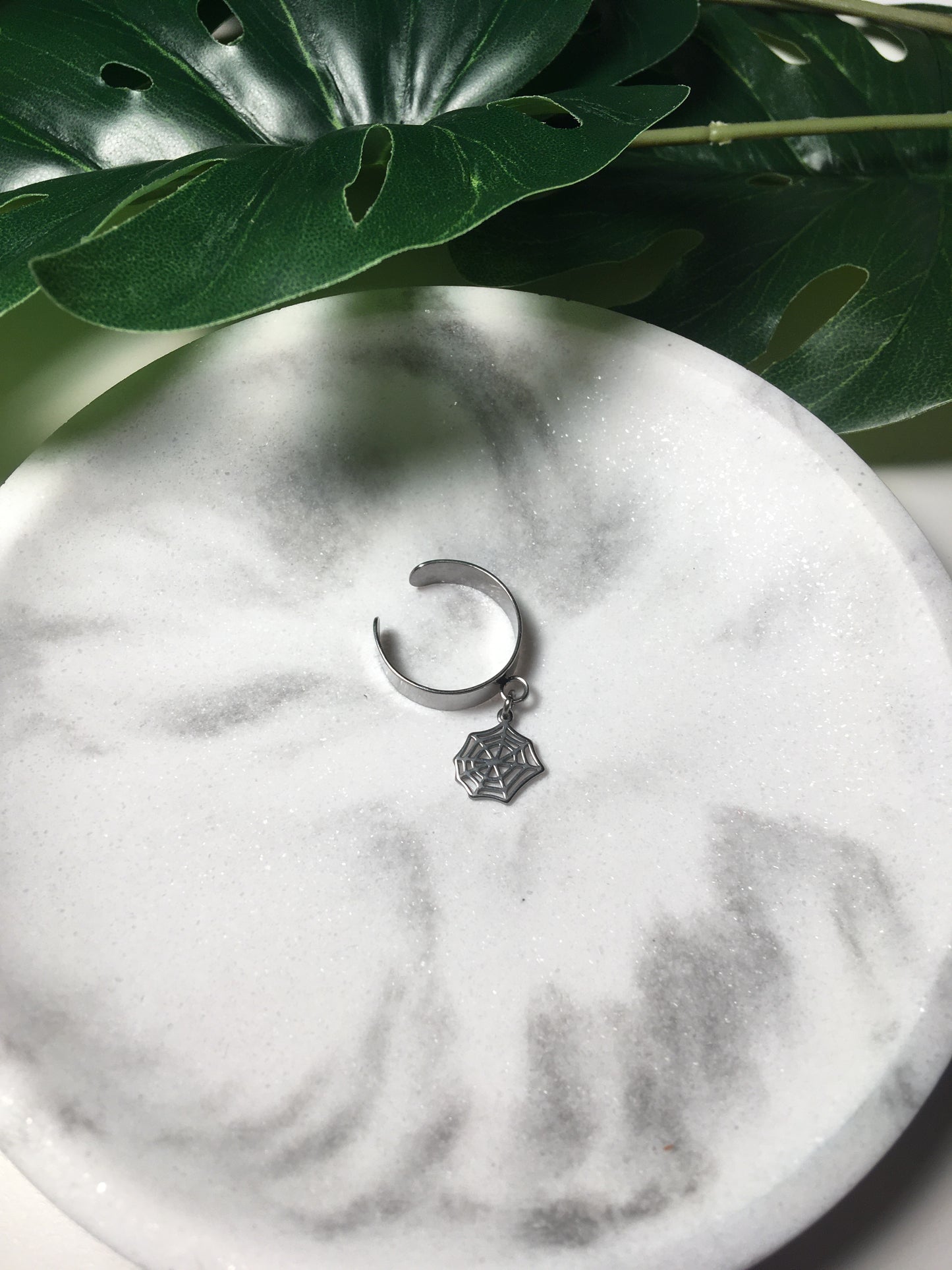 Web | Bague breloque en acier inoxydable (argentée)