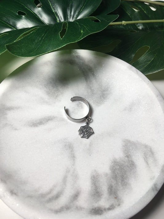 Web | Bague breloque en acier inoxydable (argentée)