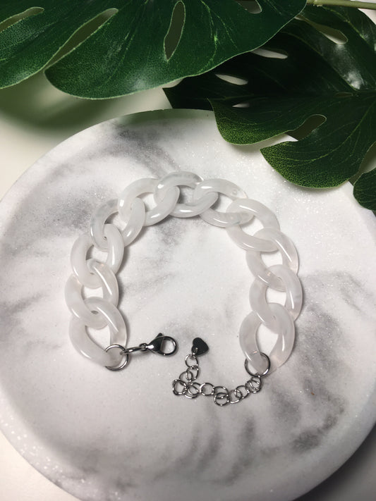 Blanc Marbré | Bracelet en acrylique