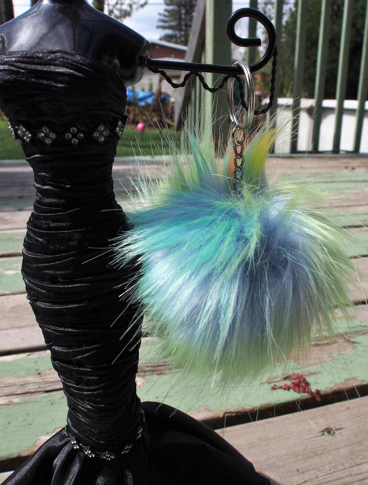 Pompon multicolore | Porte-clé