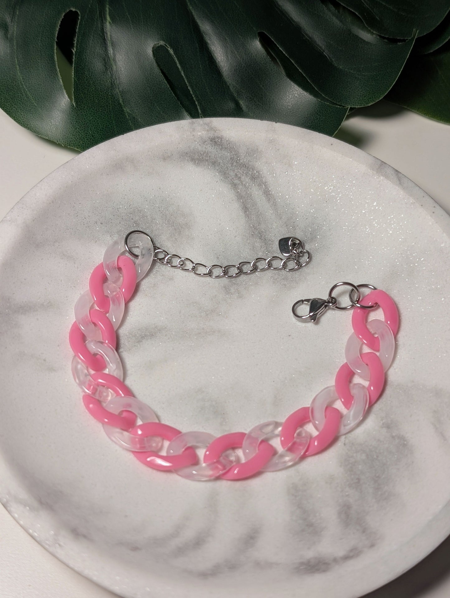 Petit rose et blanc | Bracelet en acrylique