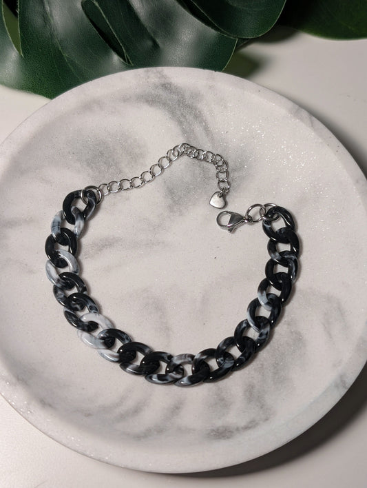 Petit marbré noir | Bracelet en acrylique