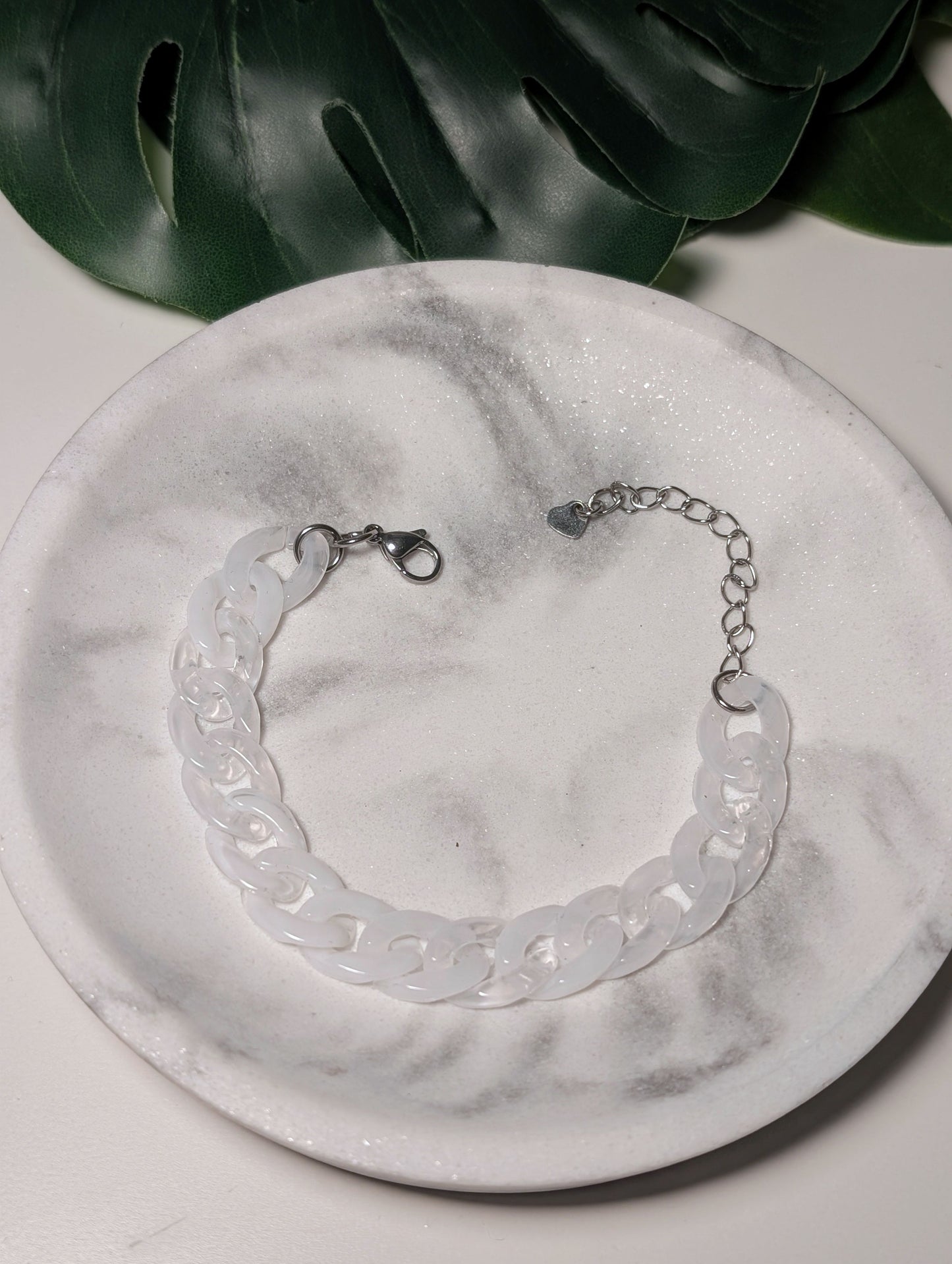Petit blanc marbré | Bracelet en acrylique