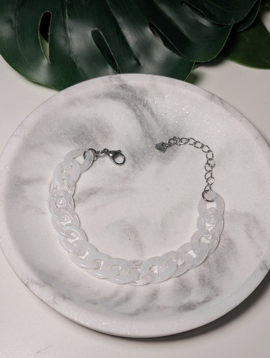 Petit blanc marbré | Bracelet en acrylique