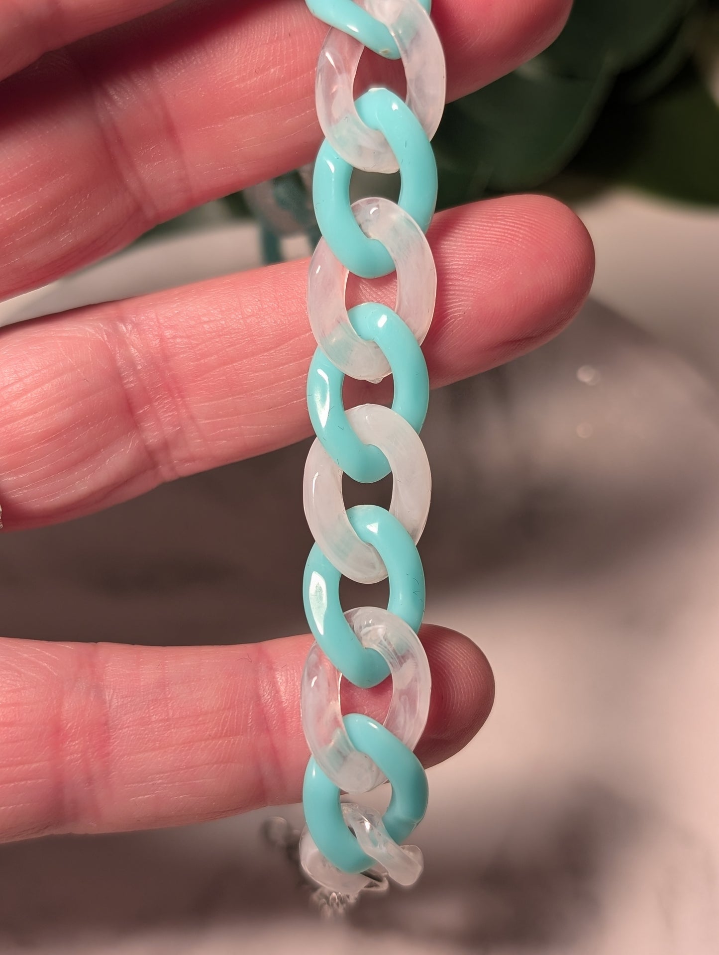 Petit vert menthe et blanc | Bracelet en acrylique