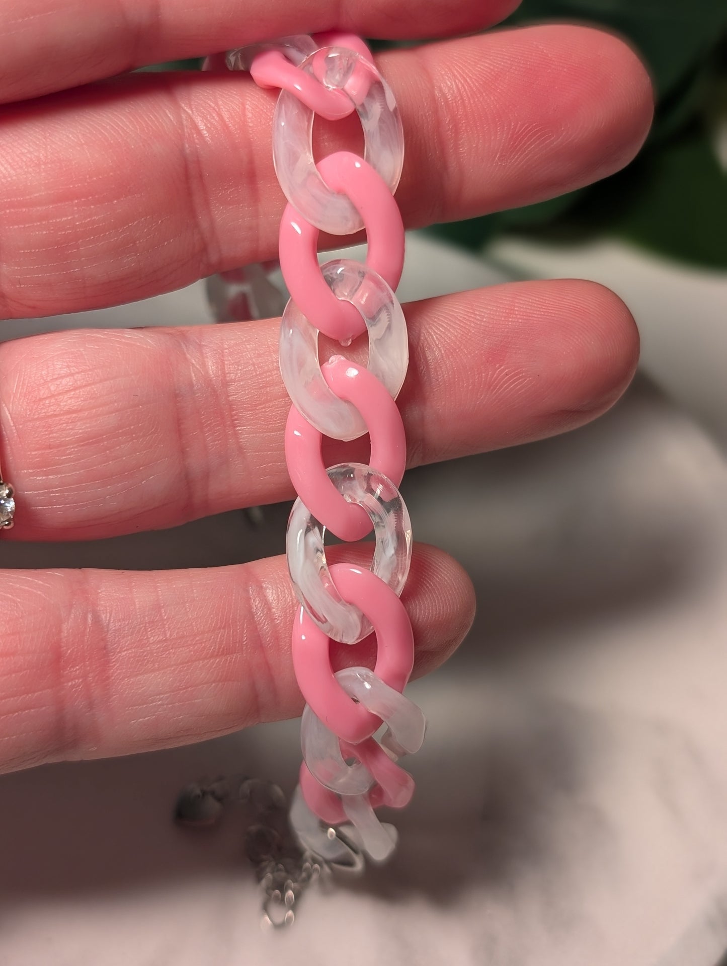 Petit rose et blanc | Bracelet en acrylique