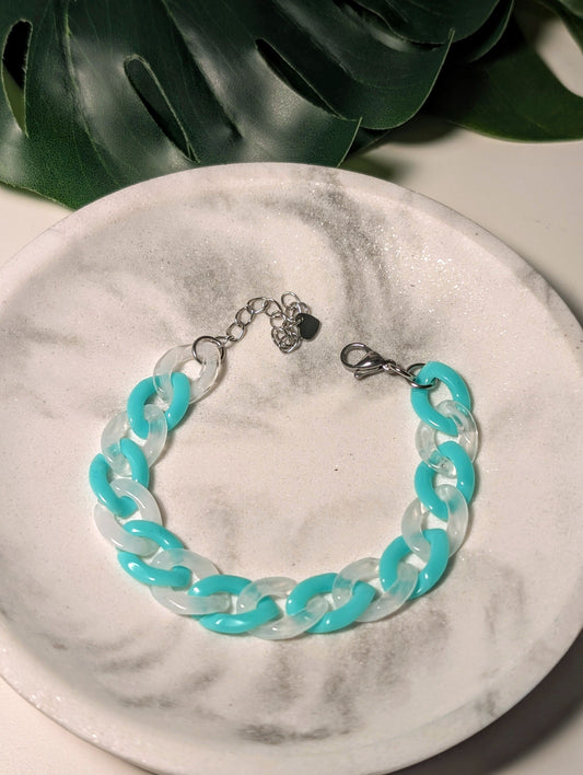 Petit vert menthe et blanc | Bracelet en acrylique