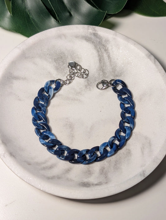 Petit marbré marin | Bracelet en acrylique